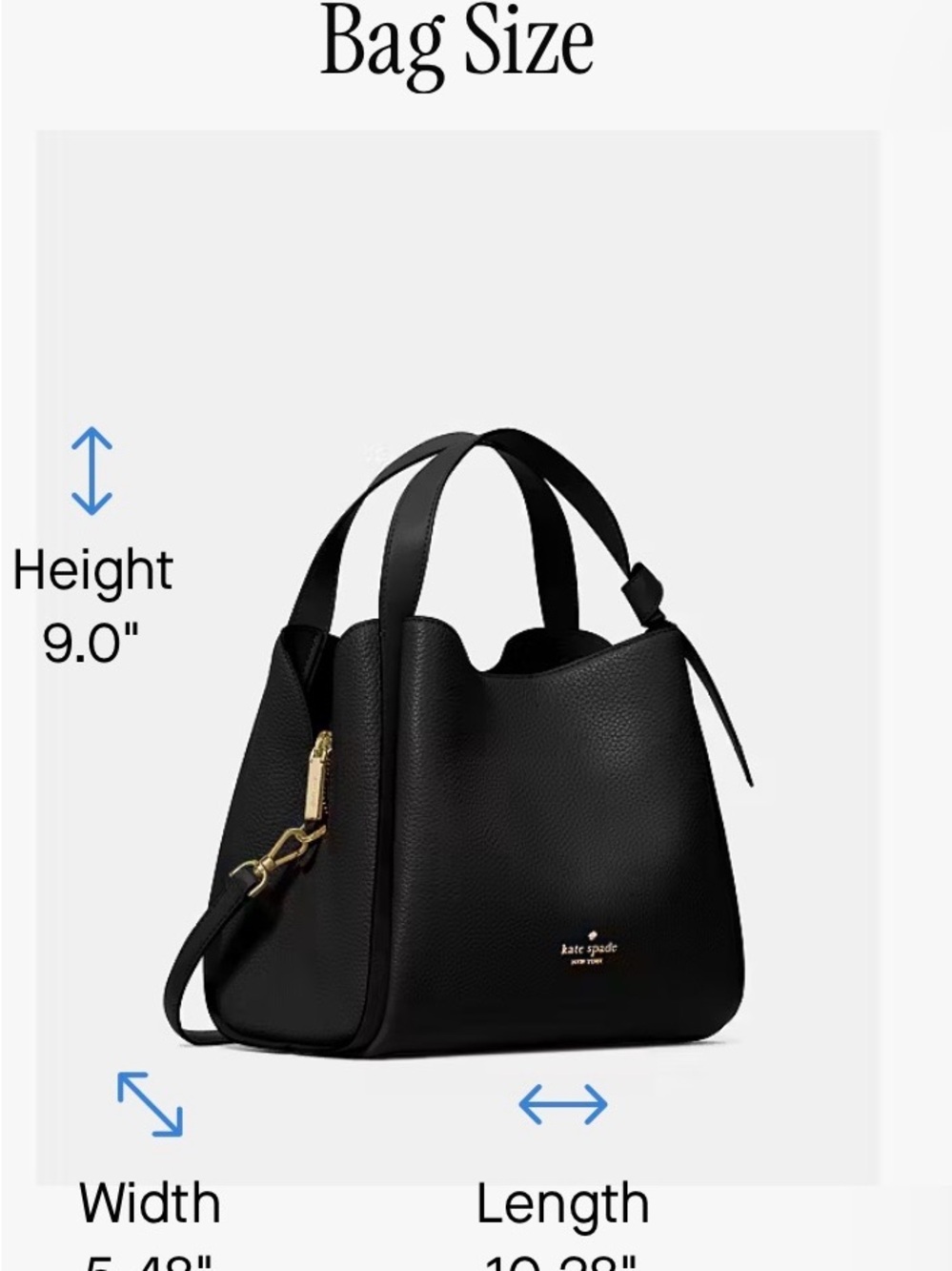 Knott kate spade Black Pebbled Leather Carryall Shoulder Bag - Picture 5 of 8